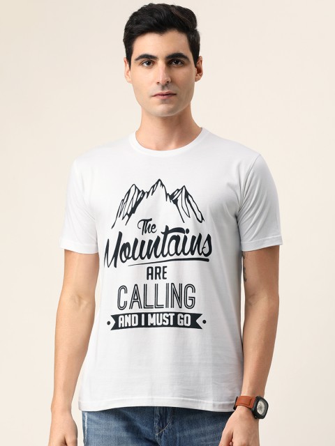 

BE AWARA Men White & Black Printed Round Neck T-shirt