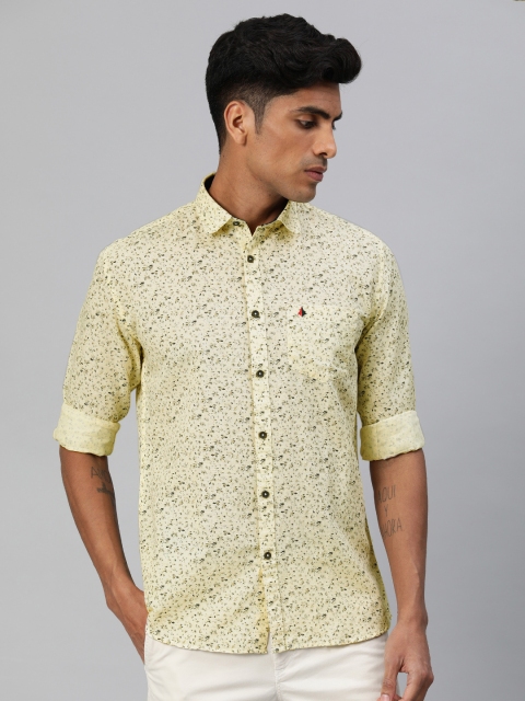 

British Club Men Cream-Coloured & Beige Slim Fit Printed Casual Shirt