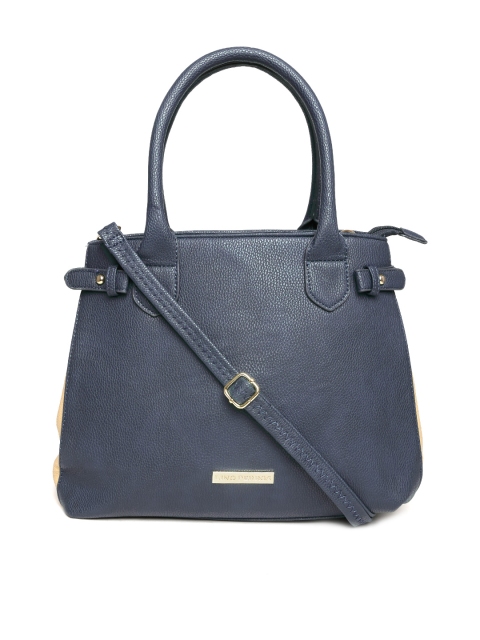 

Lino Perros Navy Textured Shoulder Bag with Sling Strap, Navy blue