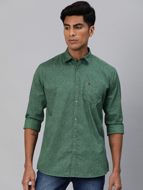 

British Club Men Green Slim Fit Printed Casual Shirt