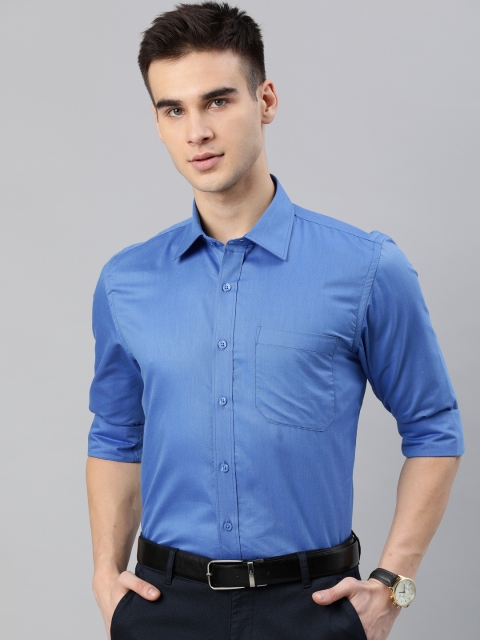 

British Club Men Blue Regular Fit Solid Formal Shirt