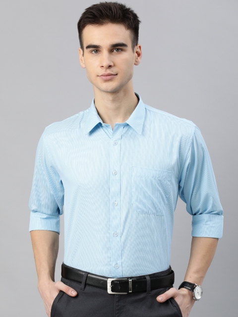 

British Club Men Blue & White Regular Fit Checked Formal Shirt