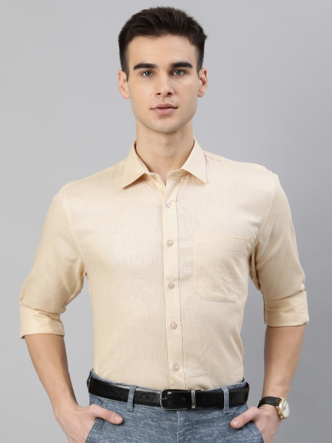 

British Club Men Beige Regular Fit Solid Formal Shirt
