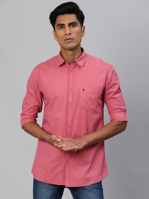 

British Club Men Pink Slim Fit Solid Casual Shirt