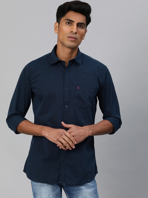 

British Club Men Navy Blue Slim Fit Solid Casual Shirt