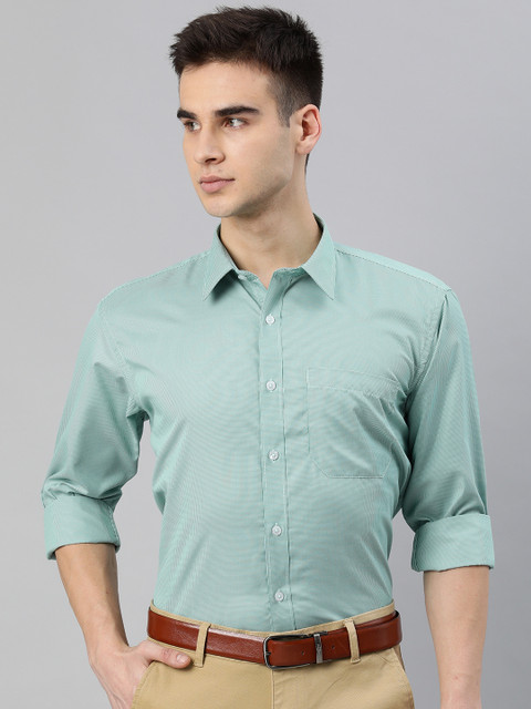 

British Club Men Green Regular Fit Checked Formal Shirt