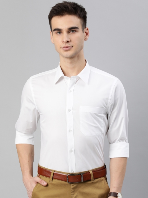

British Club Men White Slim Fit Solid Formal Shirt