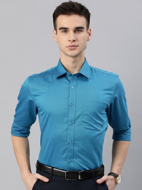

British Club Men Blue Regular Fit Solid Formal Shirt