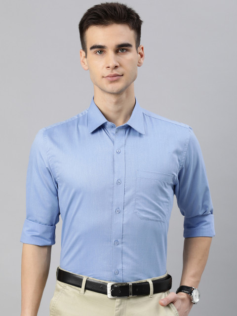 

British Club Men Blue Regular Fit Solid Formal Shirt