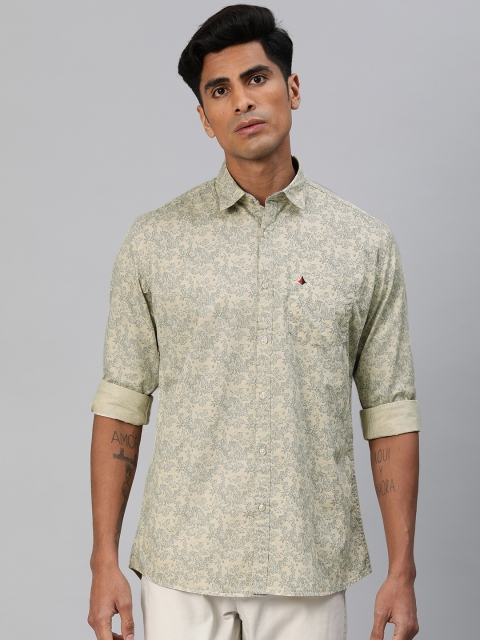 

British Club Men Beige & Slim Fit Printed Casual Shirt