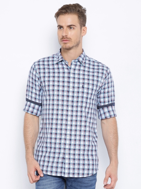 

IZOD White & Navy Checked Slim Casual Shirt