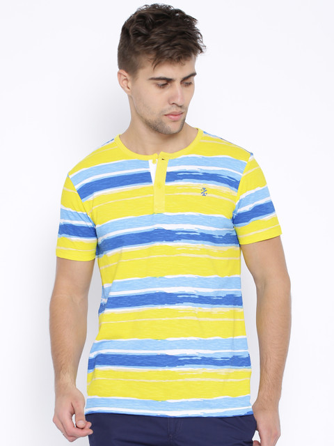 

IZOD Yellow & Blue Striped Henley T-shirt