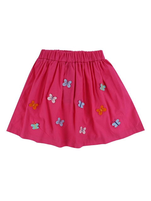 

Lilly and Sid Girls Pink 3-D Butterfly Embellished Organic Cotton Flared Mini Skirt