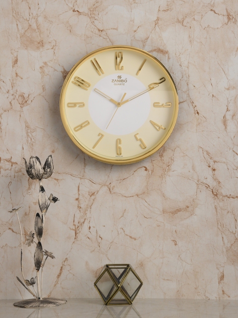 

ZANIBO Off-White Round Solid Analogue Wall Clock
