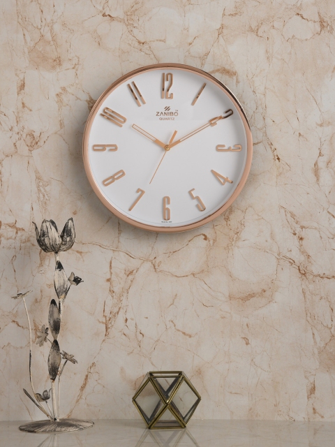 

ZANIBO White Round Solid Analogue Wall Clock