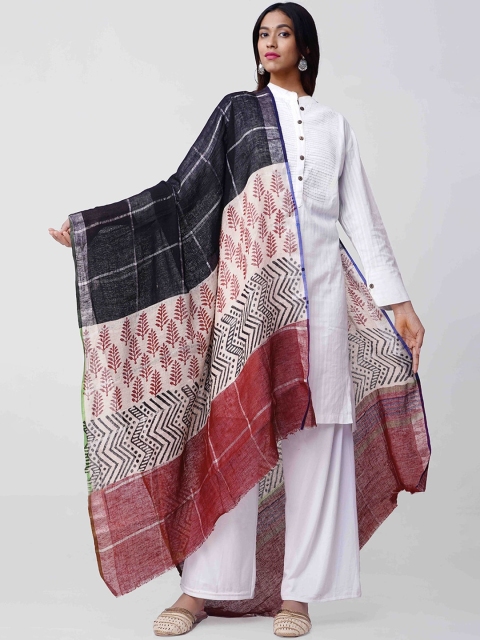 

Unnati Silks Black & Beige Printed Sustainable Dupatta