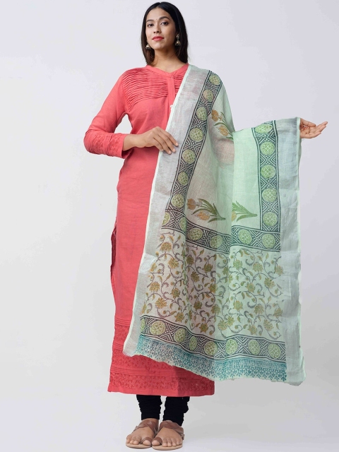 

Unnati Silks Green & Off-White Printed Sustainable Dupatta