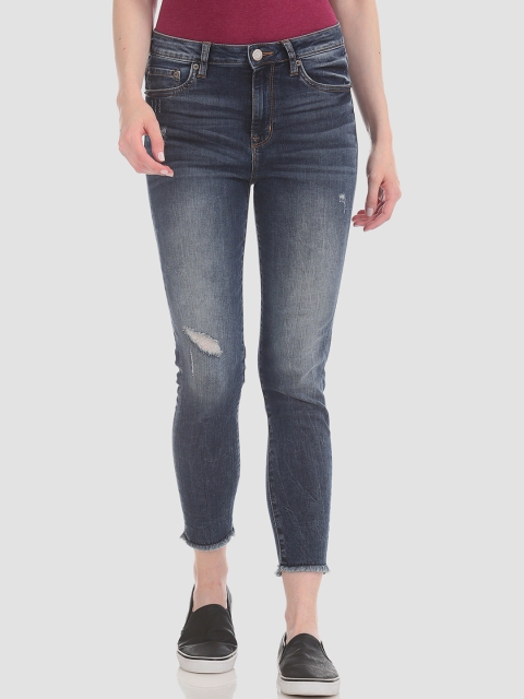 

Aeropostale Women Blue Slim Fit High-Rise Low Distress Stretchable Jeans