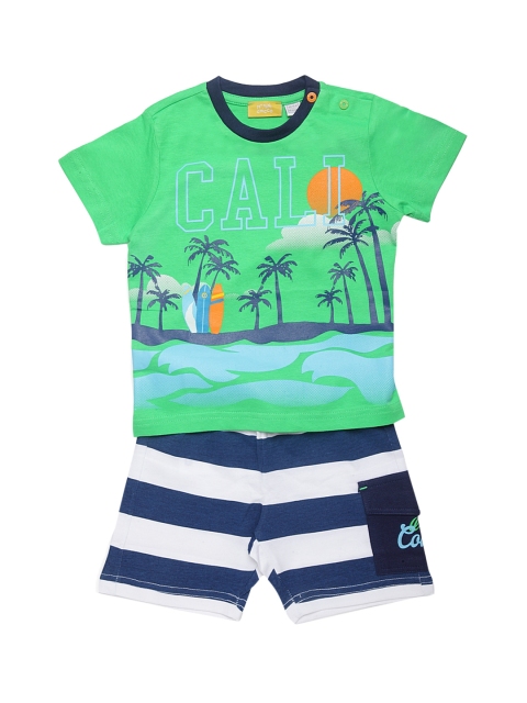 

Chicco Boys Green & Navy Blue Printed T-shirt with Shorts
