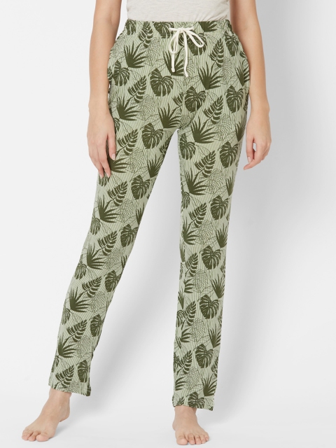 

Sweet Dreams Women Green Tropical Printed Lounge Pants