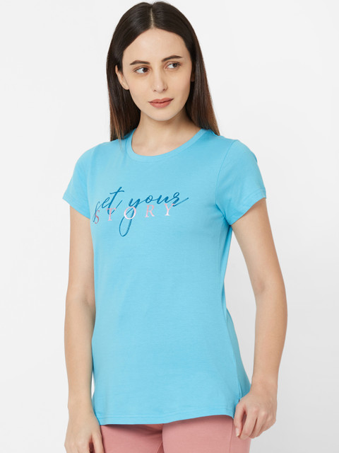 

Sweet Dreams Women Blue Printed Round Neck Lounge T-shirt LT-3326AT