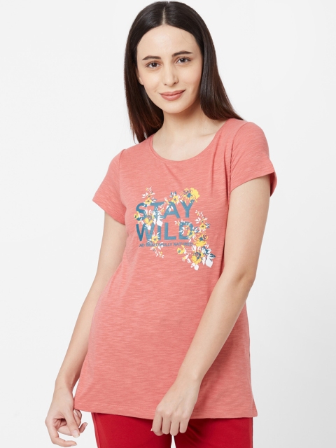 

Sweet Dreams Women Coral Printed Round Neck T-shirt