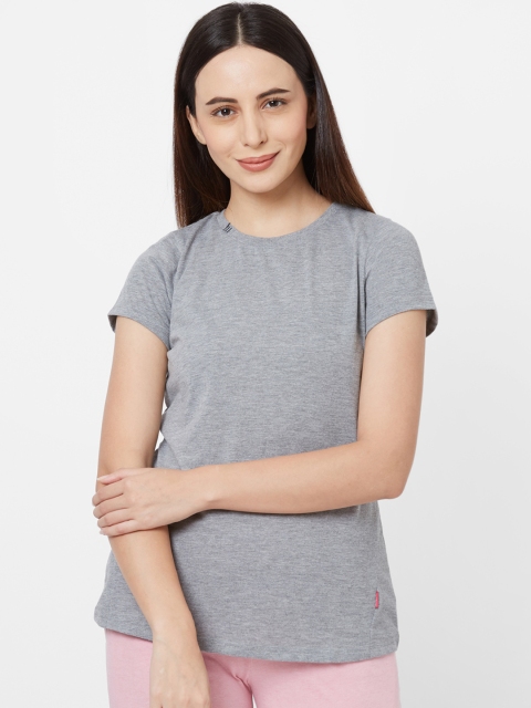 

Sweet Dreams Women Grey Melange Printed Round Neck T-shirt