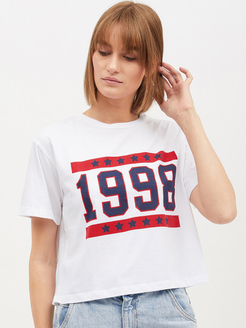 

Harpa Women White Printed Pure Cotton Top
