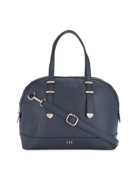 

AND Navy Blue Solid Handheld Bag