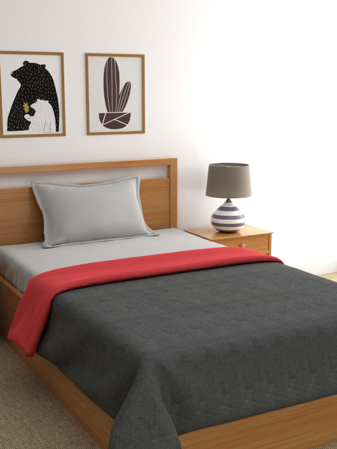 

BIANCA Grey & Coral Solid AC Room 300 GSM Single Bed Comforter