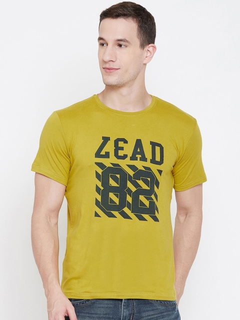 

armure Men Yellow Printed Round Neck T-shirt