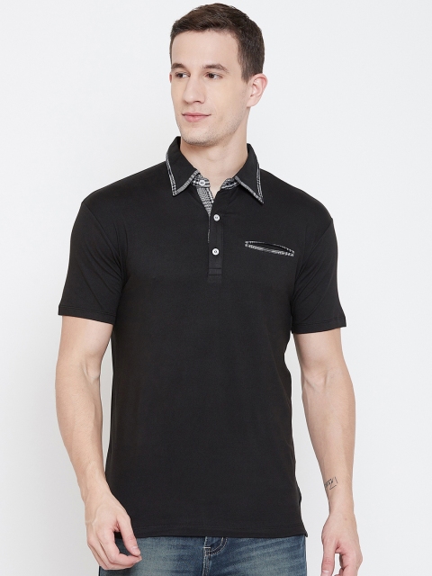 

armure Men Black Checked Polo Collar T-shirt