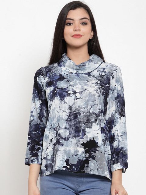 

Aujjessa Women Navy Blue Printed Top