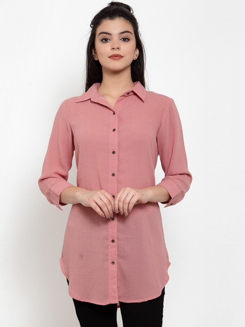 

Aujjessa Women Pink Solid Shirt Style Top