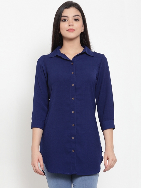 

Aujjessa Women Blue Solid Shirt Style Top