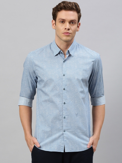 

RARE RABBIT Men Blue Tailored Fit Printed Casual Shirt