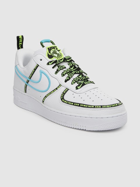 

Nike Men White AIR FORCE 1 '07 PRM WW Embroidered Leather Sneakers