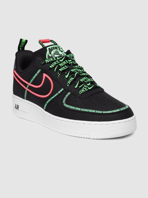 

Nike Men Black Air Force 1 Worldwide Leather Sneakers