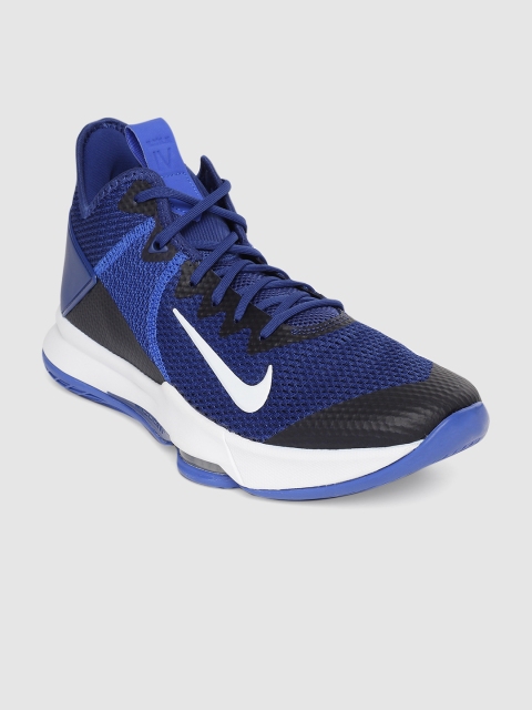 

Nike Men Blue LEBRON WITNESS IV TB Mid-Top Basketball Shoes