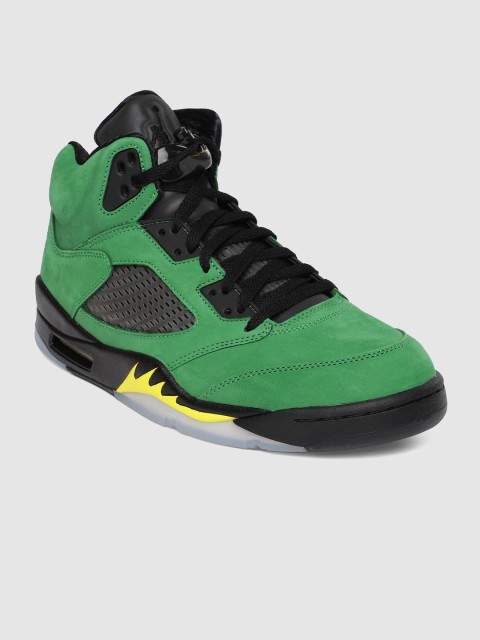 

Nike Men Green AIR JORDAN 5 RETRO SE Mid-Top Sneakers
