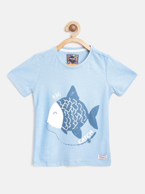 

Nauti Nati Boys Blue Fish Print Round Neck T-shirt