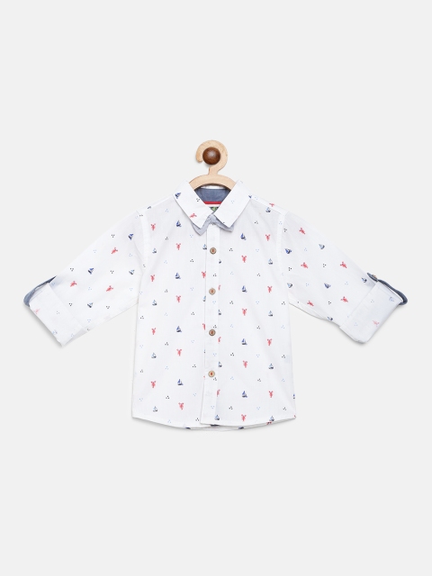 

Nauti Nati Boys White & Red Regular Fit Conversational Print Casual Shirt