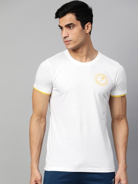 

FUAARK Men White Solid Slim Fit Round Neck T-shirt