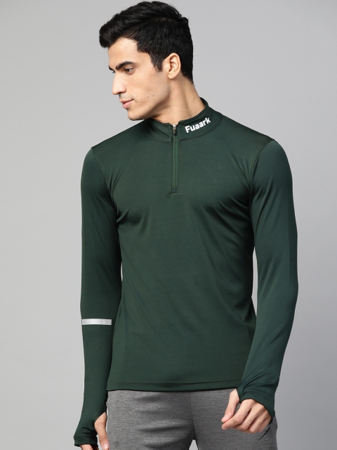 

FUAARK Men Green Solid Slim Fit High Neck T-shirt