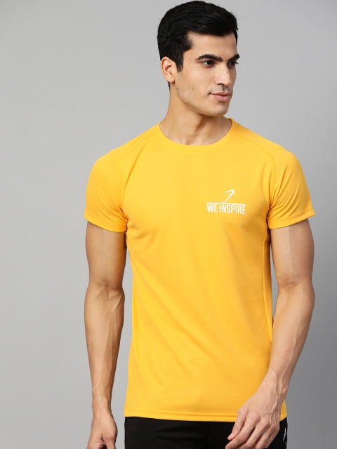 

FUAARK Men Yellow Solid Round Neck T-shirt