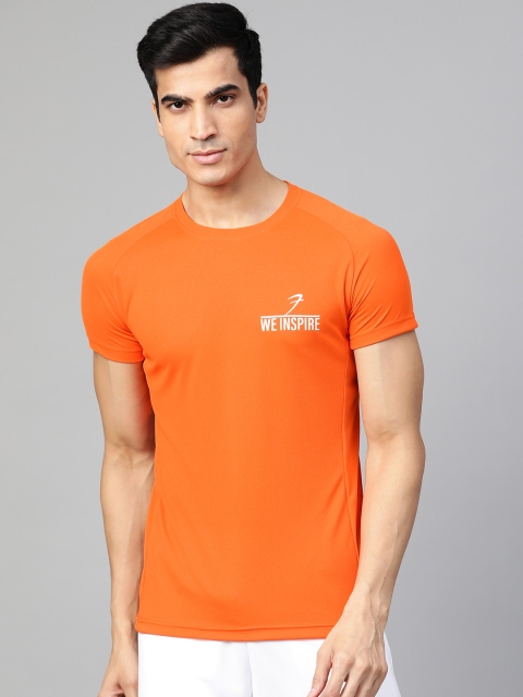 

FUAARK Men Orange Printed Back Round Neck T-shirt