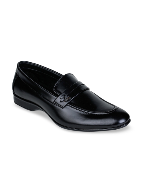 

Liberty Men Black Solid Leather Formal Slip-Ons