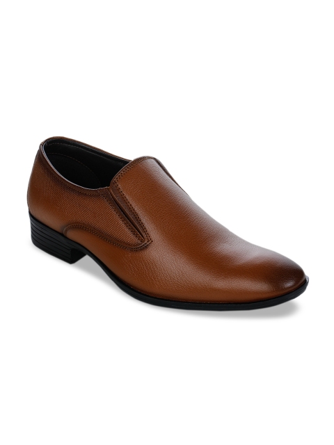 

Liberty Men Tan Brown Solid Leather Formal Slip-Ons