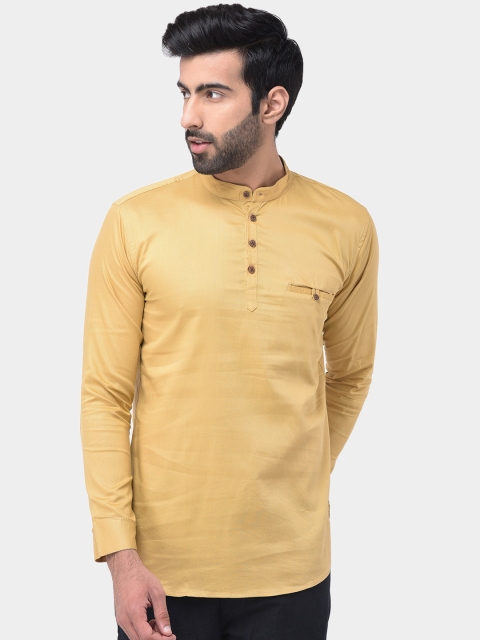 

SG LEMAN Men Yellow Solid Straight Kurta