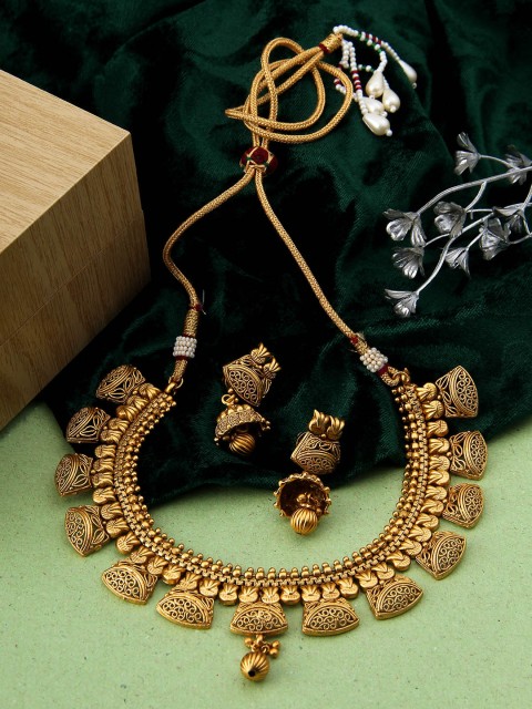 

Adwitiya Collection Women Gold-Plated Copper Antique Jewellery Set